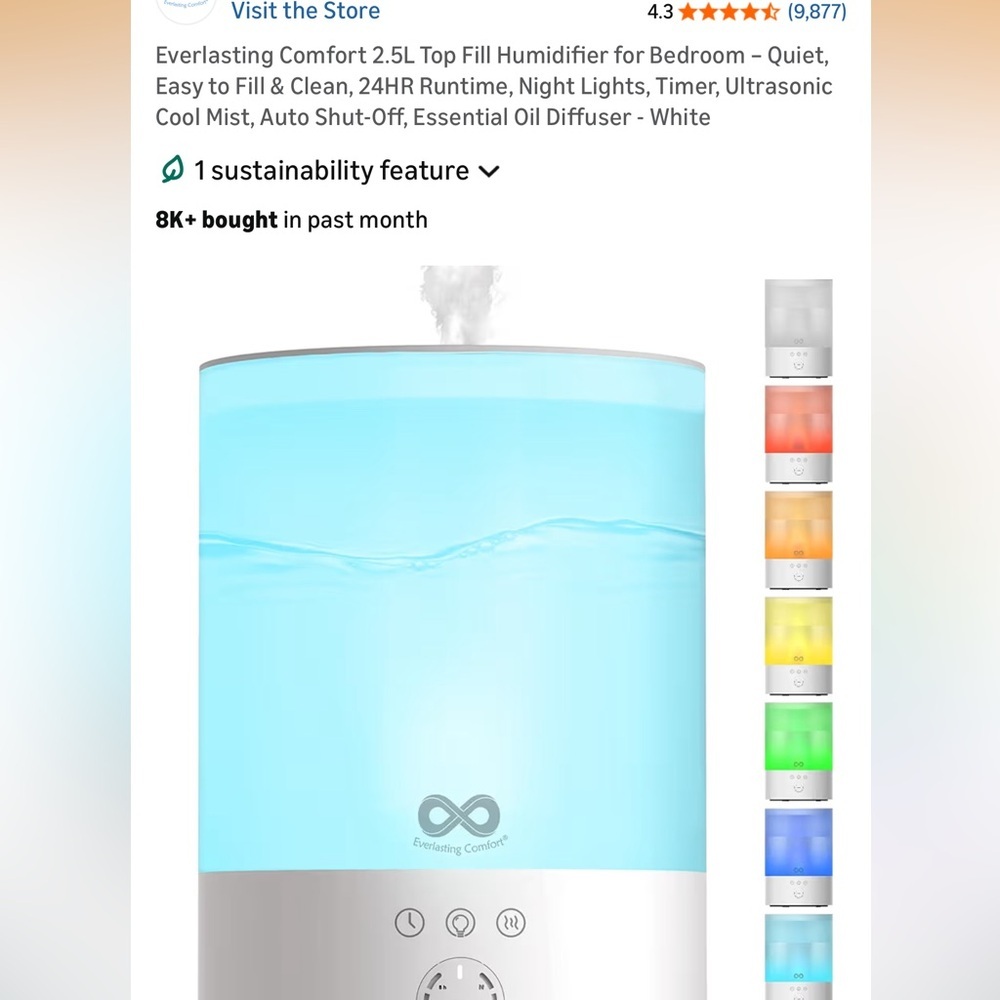 Everlasting Comfort Humidifier with LED Light